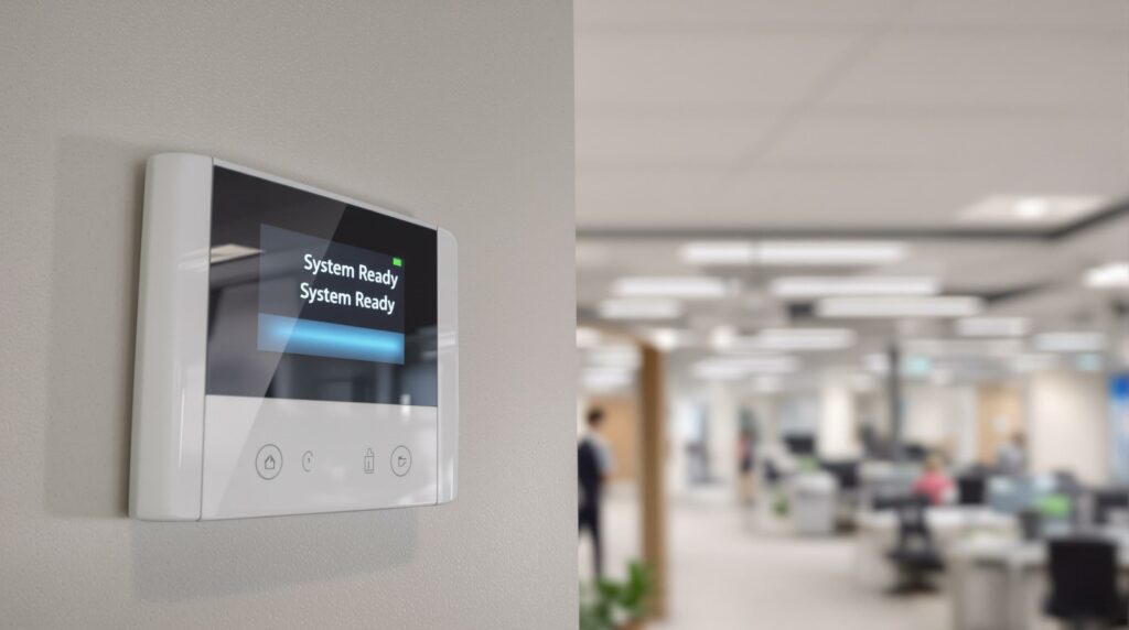 Détection incendie entreprise : ERP et économies 🔥 1 Alise SSI – Sécurité et Sérénité Assurée Alise System control panel showing 'System Ready'