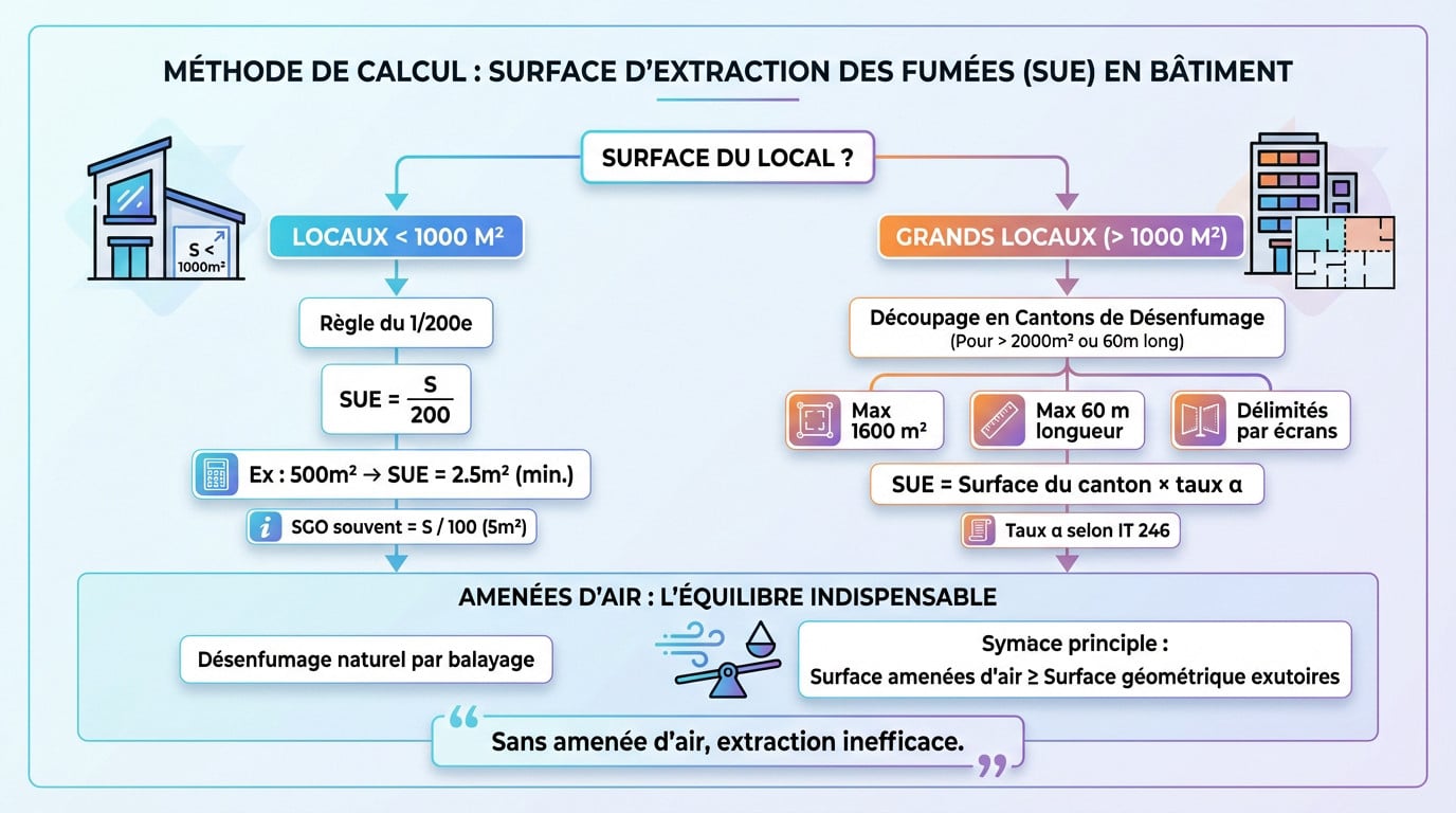 Calculer le désenfumage ERP : méthode et formules IT 246 3 Sécurité et Sérénité Assurée Alise SSI Schéma explicatif du calcul de la Surface Utile pour le désenfumage naturel