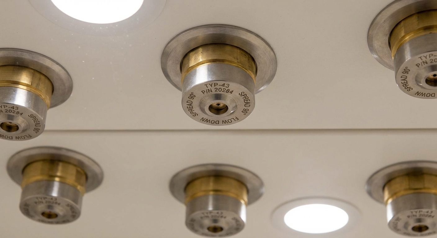 Extinction automatique gaz : quel agent extincteur choisir ? 3 Alise SSI – Sécurité et Sérénité Assurée Alise Buses de diffusion d’agent extincteur à gaz montées au plafond en gros plan