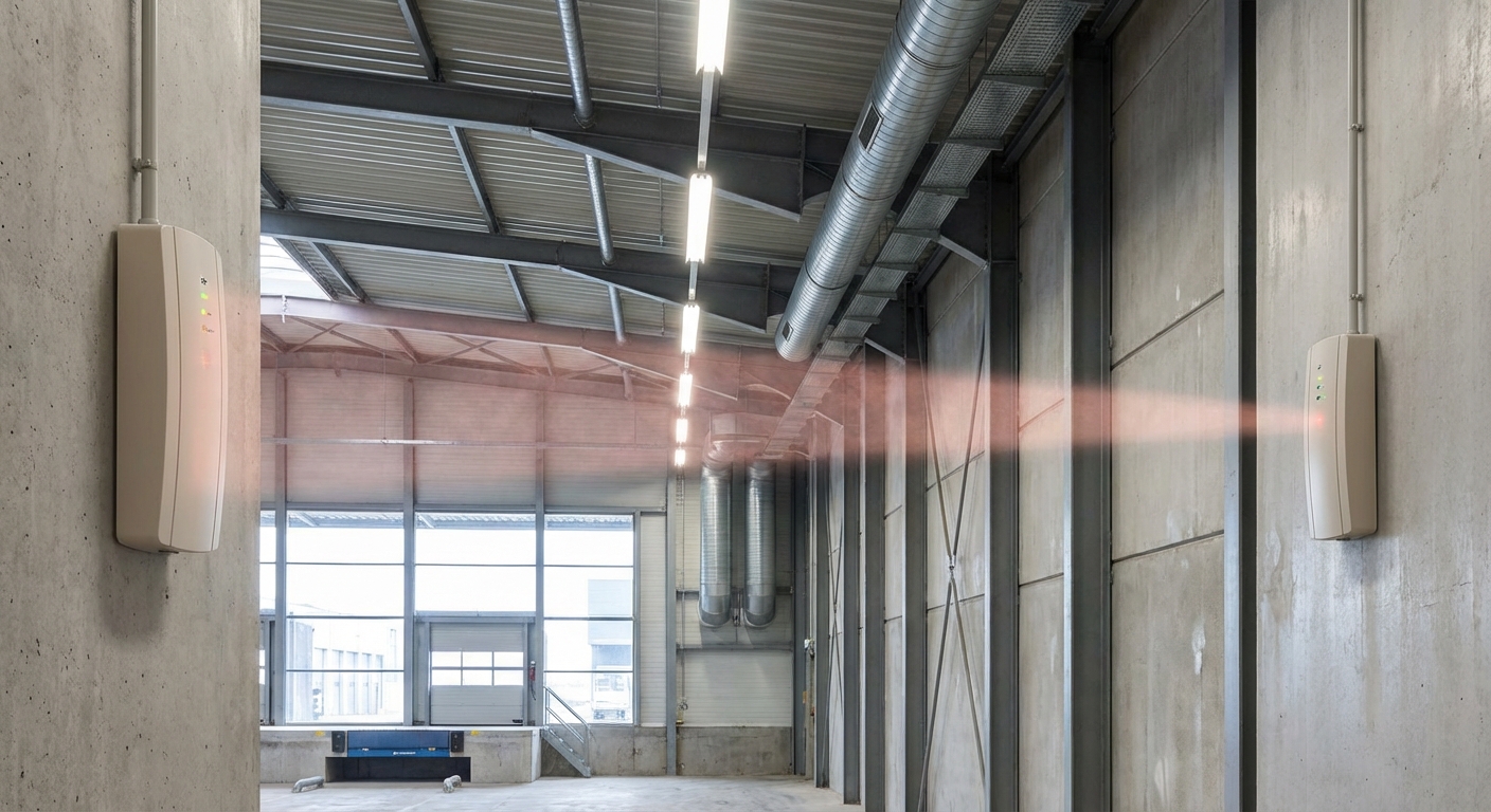 Détecteur linéaire de fumée : fonctionnement et applications 2 Alise SSI – Sécurité et Sérénité Assurée Alise Détecteur linéaire de fumée avec émetteur et récepteur montés sur des murs opposés