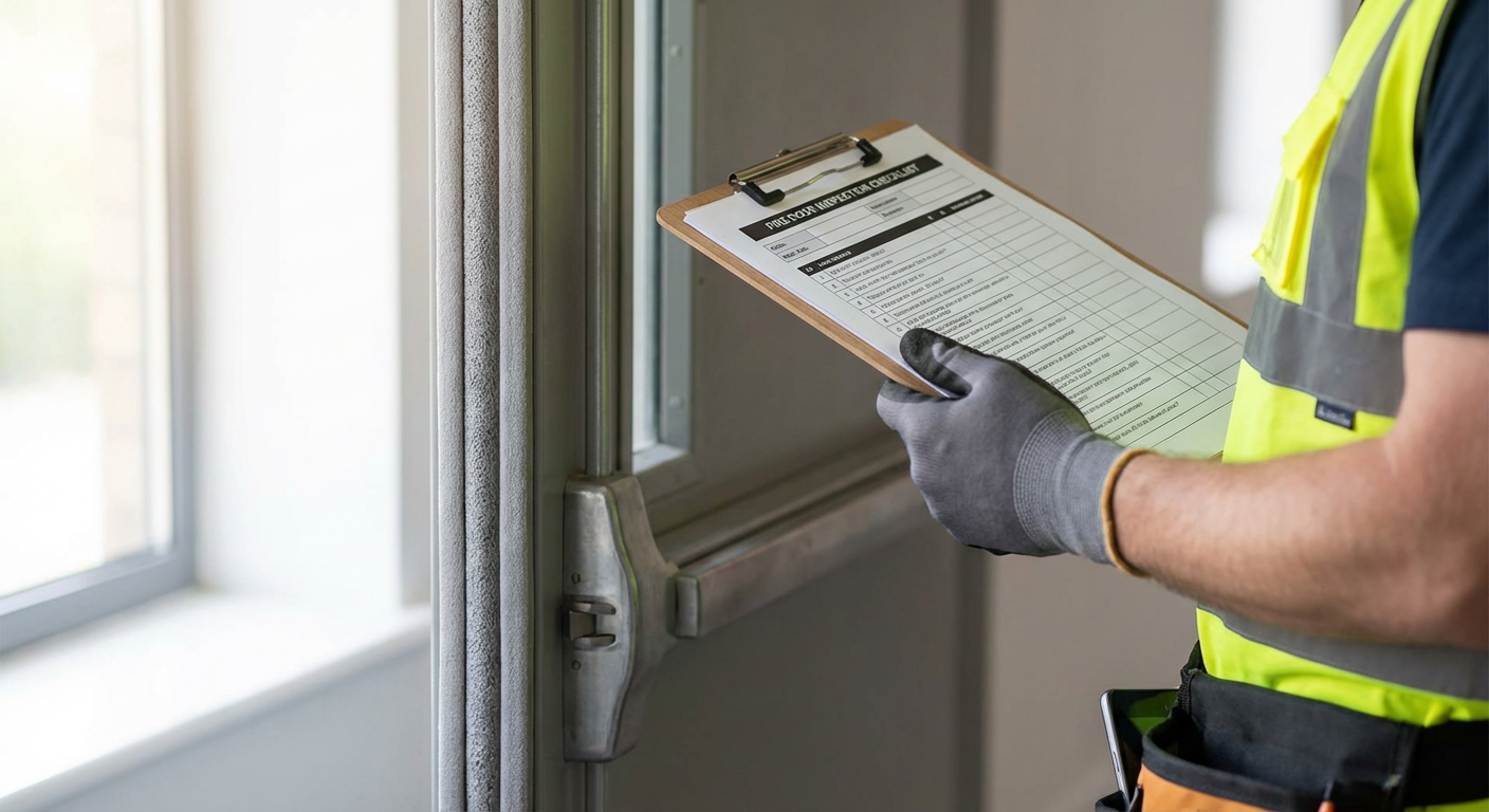 Entretien porte coupe-feu : obligations et fréquence de contrôle 3 Alise SSI – Sécurité et Sérénité Assurée Alise Checklist de maintenance porte coupe-feu avec joint intumescent visible