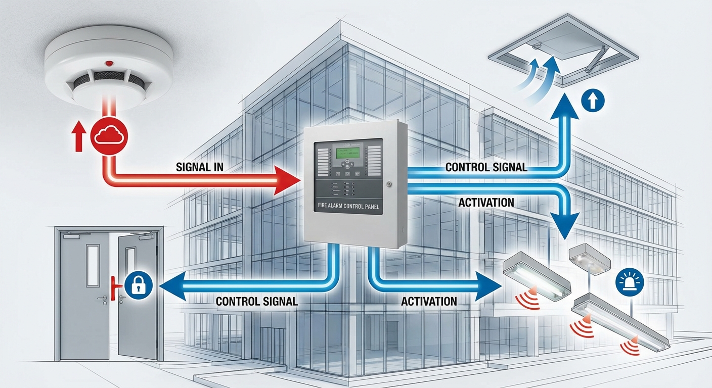 Schema systeme securite incendie complet SSI