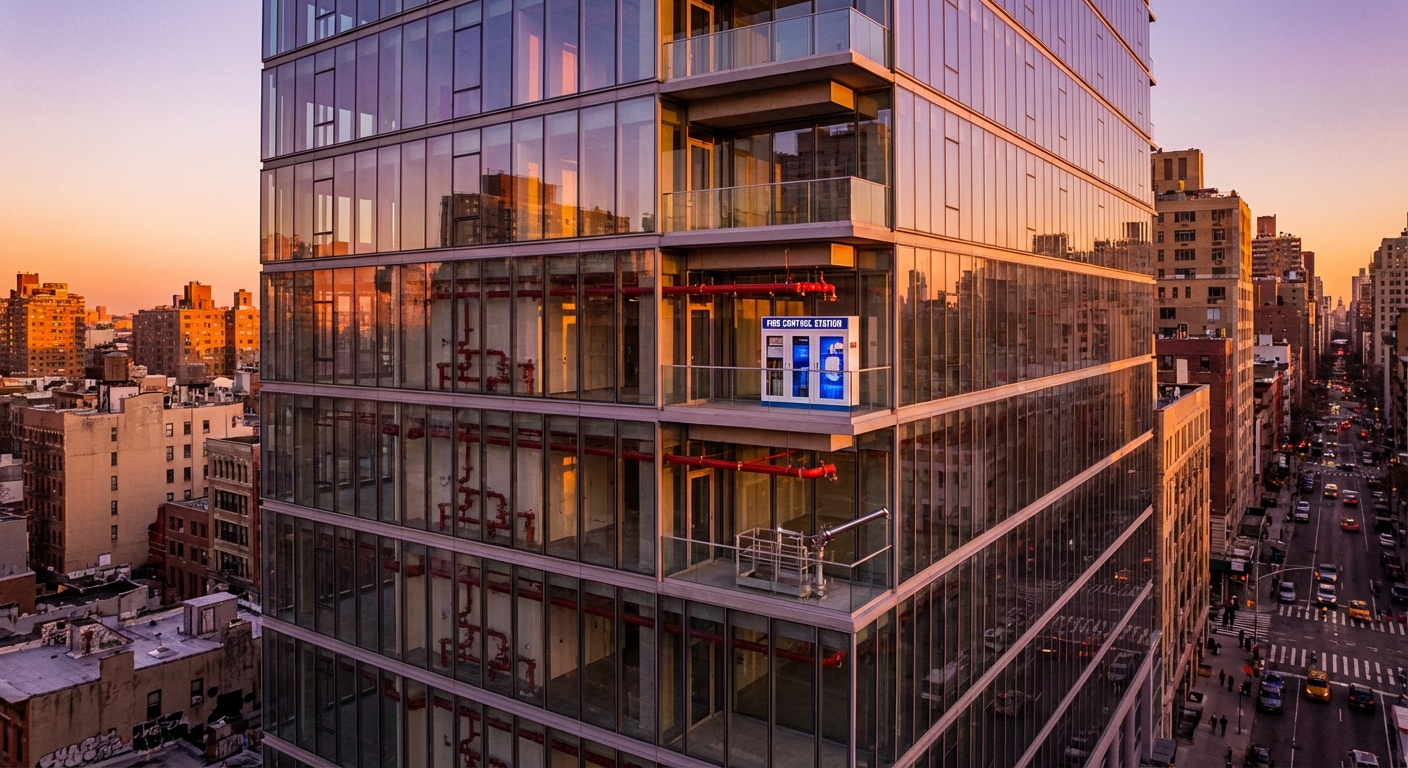 Installation SSI en immeuble de grande hauteur (IGH) : spécificités 1 Alise SSI – Sécurité et Sérénité Assurée Alise Immeuble de grande hauteur avec équipements de sécurité incendie visibles en façade