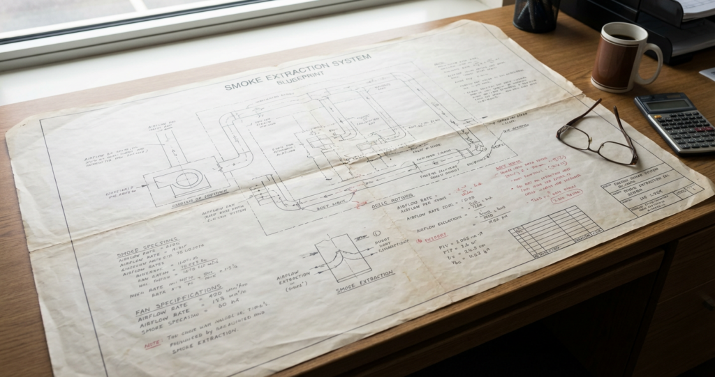 Calcul du taux de désenfumage : méthode et formules simplifiées 1 Sécurité et Sérénité Assurée Alise SSI Plan de calcul du taux de desenfumage avec formules et notes techniques