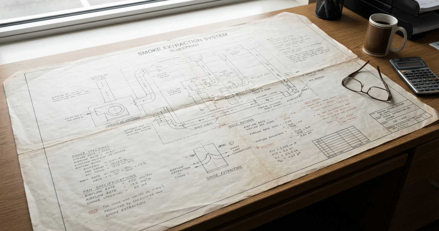 Plan de calcul du taux de desenfumage avec formules et notes techniques