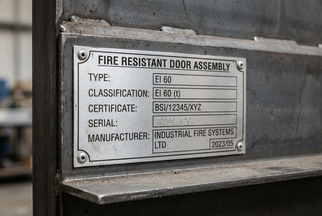 Porte coupe-feu EI30, EI60, EI120 : quelle résistance au feu choisir ? 2 Alise SSI – Sécurité et Sérénité Assurée Alise Plaque de classification EI sur une porte coupe-feu certifiée