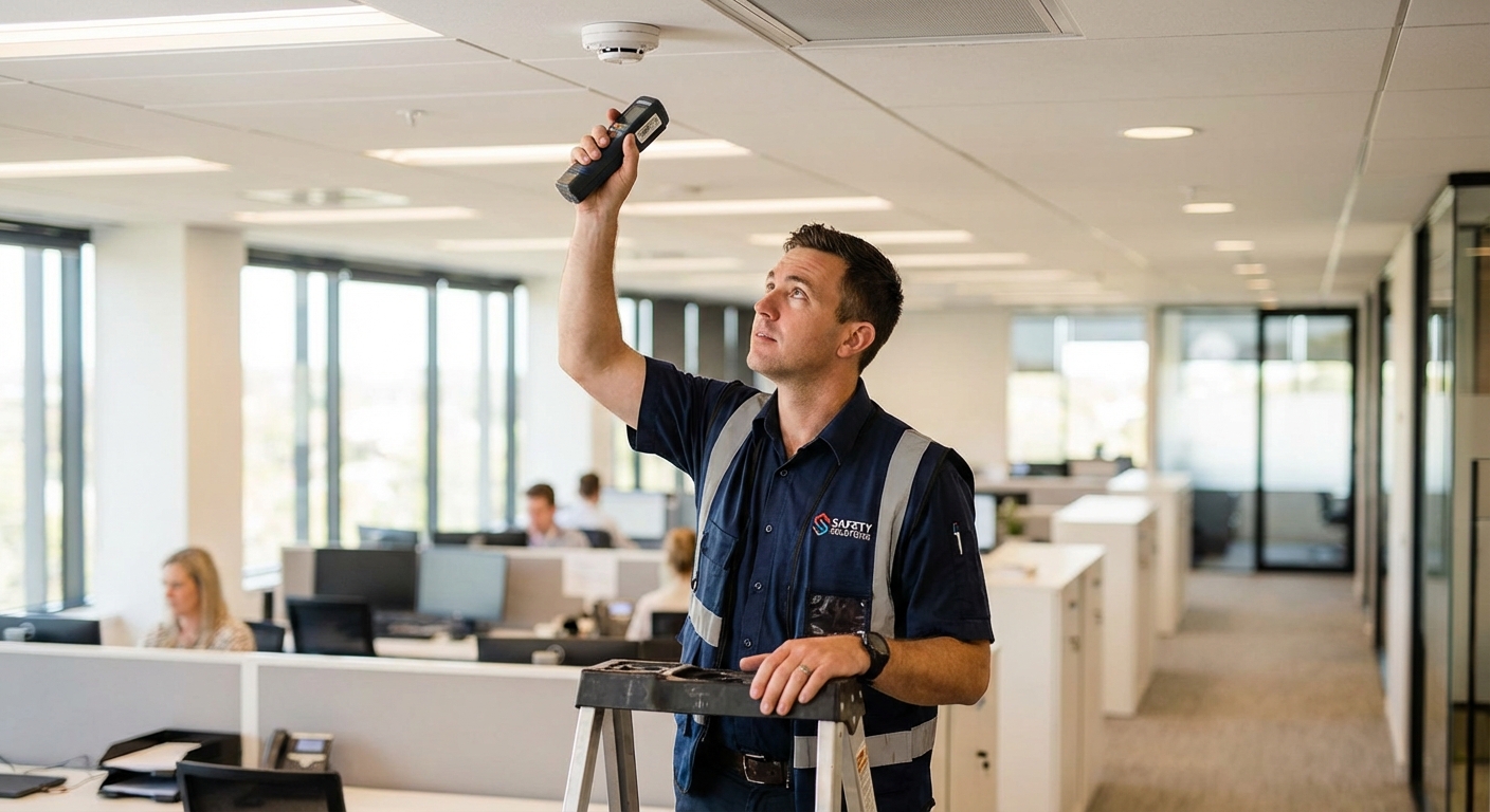 Quel système SSI choisir pour un ERP 5ème catégorie ? 2 Alise SSI – Sécurité et Sérénité Assurée Alise Technicien inspectant un système de détection incendie dans un bâtiment commercial