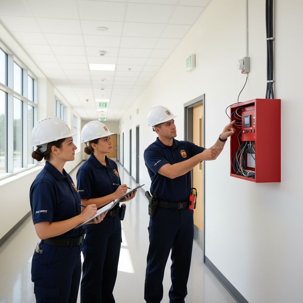 Commission de sécurité incendie : comment se déroule la visite ? 2 Sécurité et Sérénité Assurée Alise SSI Inspecteurs de la commission de sécurité vérifiant le fonctionnement du système d'alarme incendie dans un établissement