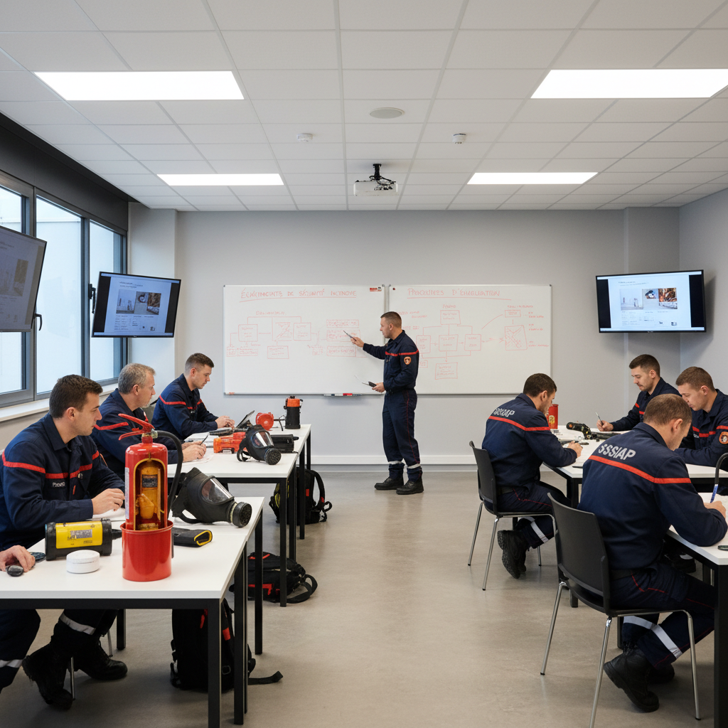 Formation SSIAP 1 : programme, prérequis et débouchés 4 Sécurité et Sérénité Assurée Alise SSI équipements de sécurité incendie installés en ERP à Chasse-sur-Rhône — visuel : formation ssiap salle
