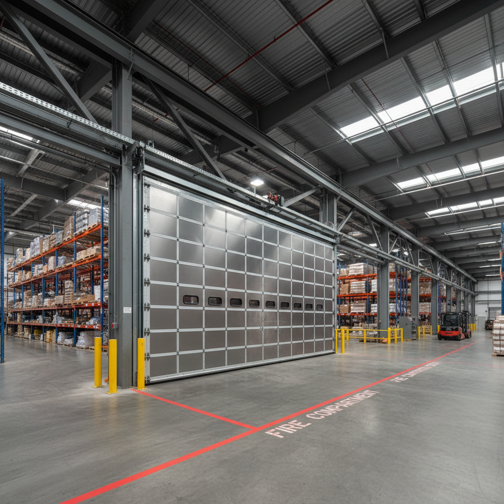 Porte coupe-feu coulissante : avantages et contraintes d'installation 2 Alise SSI – Sécurité et Sérénité Assurée Alise Grande porte coupe-feu coulissante installée dans un entrepôt industriel séparant deux compartiments