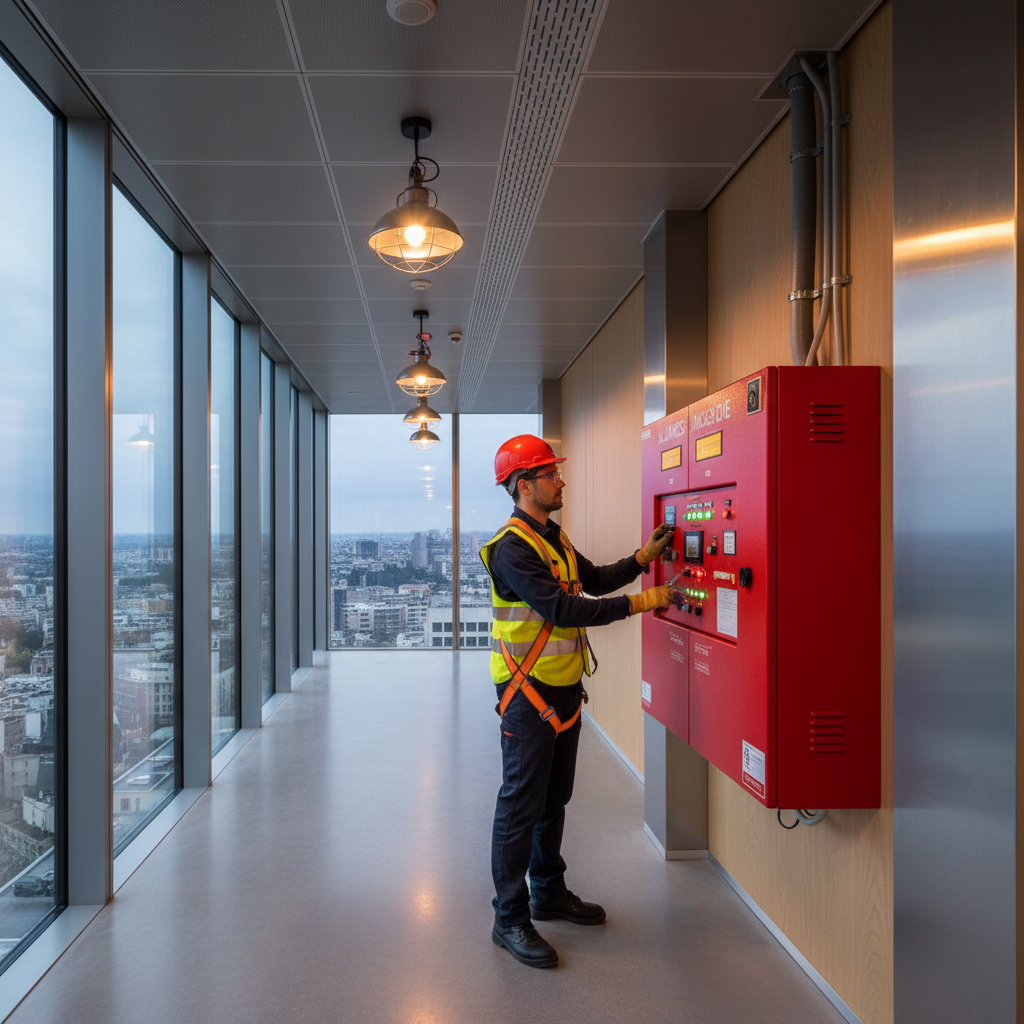 Installation SSI en immeuble de grande hauteur (IGH) : spécificités 2 Sécurité et Sérénité Assurée Alise SSI Technicien installant un système de sécurité incendie dans un immeuble de grande hauteur