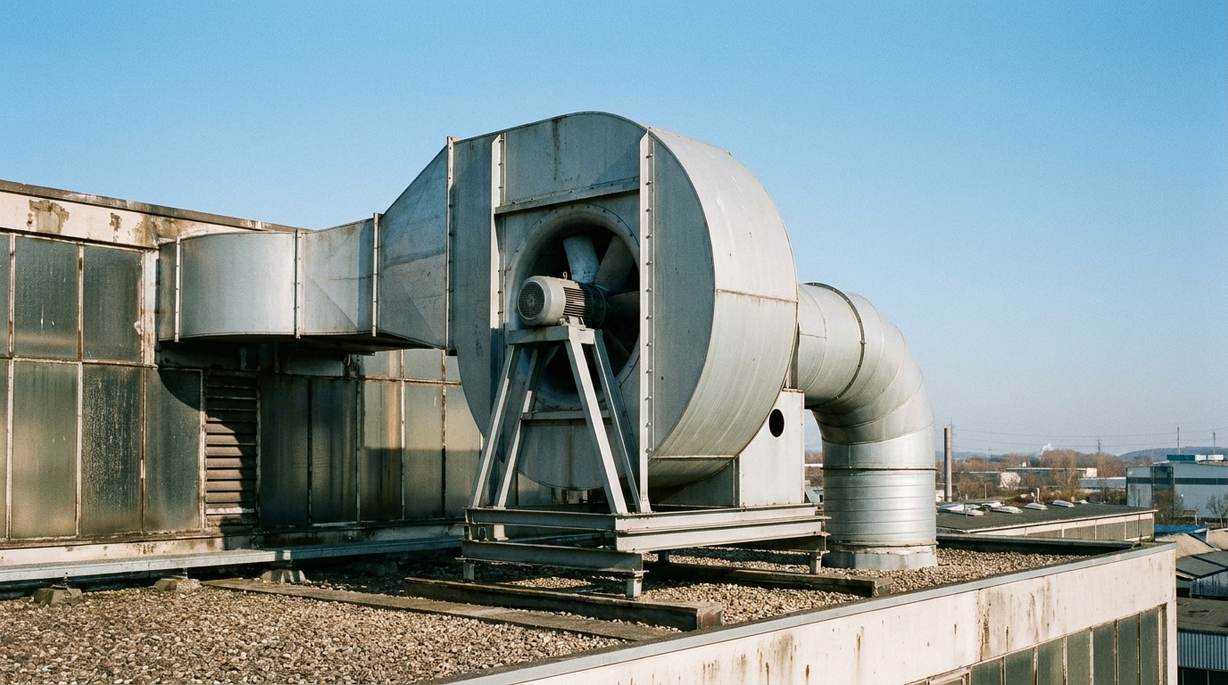 Ventilateur de désenfumage (tourelle d'extraction) : critères de choix et coût 1 Sécurité et Sérénité Assurée Alise SSI Tourelle d'extraction de désenfumage installée en toiture d'un bâtiment industriel